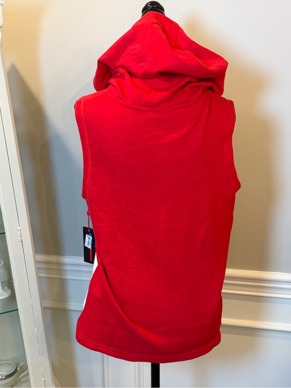 Tommy Hilfiger Red Sleeveless Hoodie with White Side Panels - Picture 6 of 7